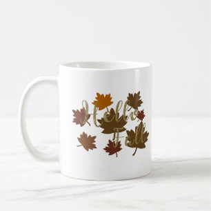 Hello Fall watercolor Autumn leaves october Coffee Mug