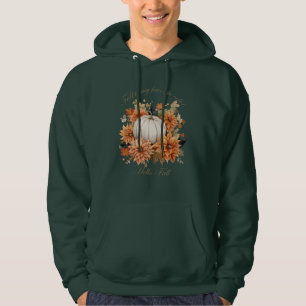 Hello Fall watercolor wildflowers autumn leaves Hoodie