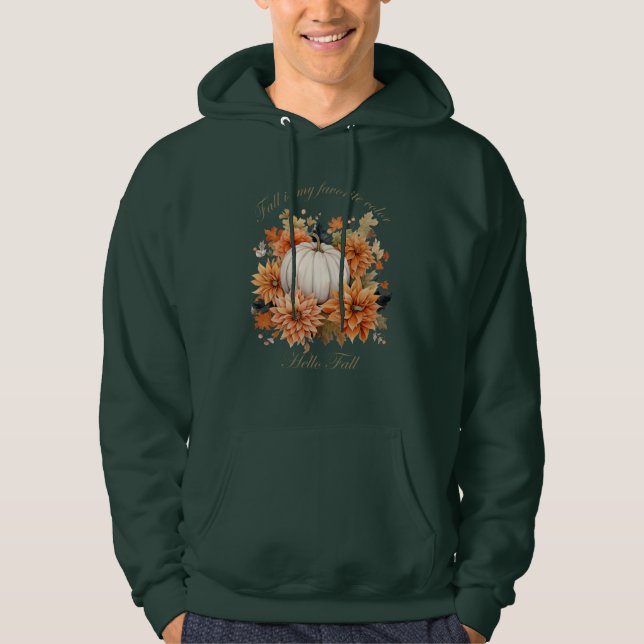 Hello Fall watercolor wildflowers autumn leaves Hoodie (Front)