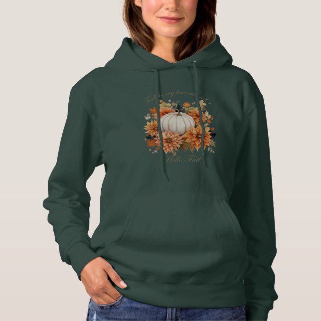 Hello Fall watercolor wildflowers autumn leaves Hoodie (Front)
