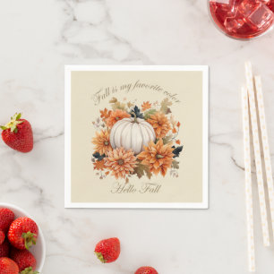 Hello fall Watercolor wildflowers leaves autumn Napkin