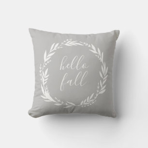 Hello Fall Welcome Wreath Throw Pillow