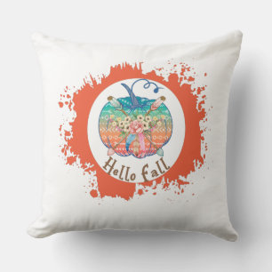 Hello Fall with Colorful Pumpkins Cushion