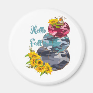 Hello Fall with Pumpkins Magnet