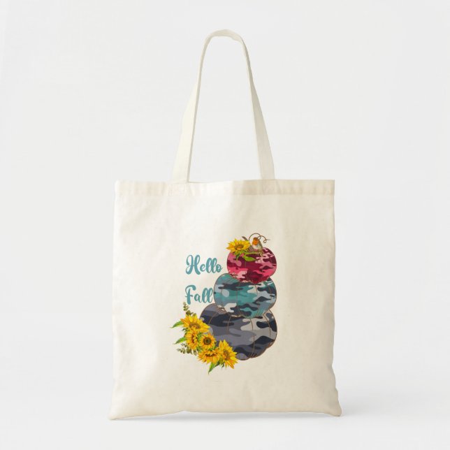 Hello Fall with Pumpkins Tote Bag (Front)