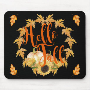 Hello Fall Wreath Graphic Mouse Mat