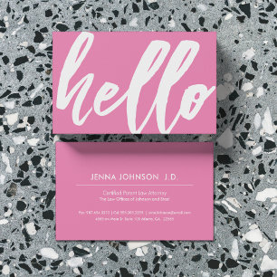 Hello   Fancy Script Bubblegum Pink Business Card