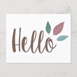 Hello feather sweet boho card