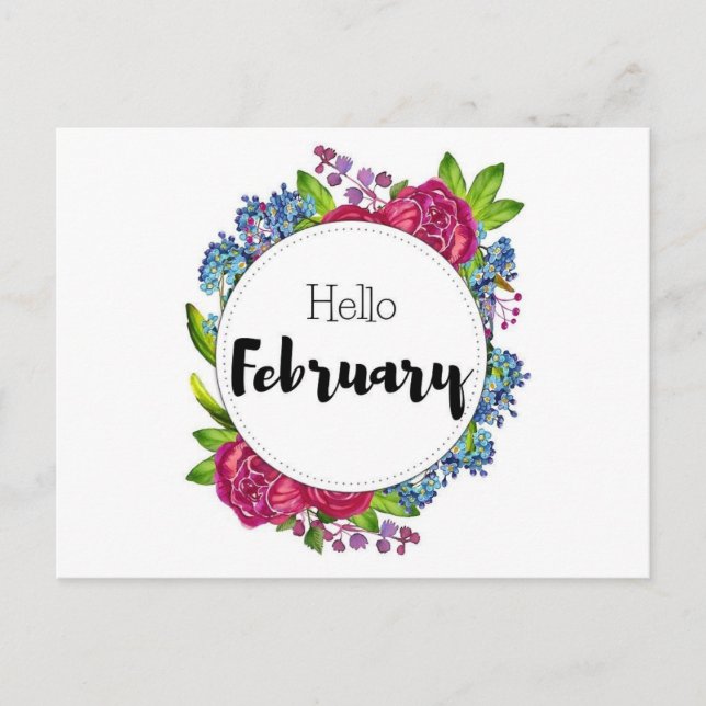 Hello February Postcard (Front)