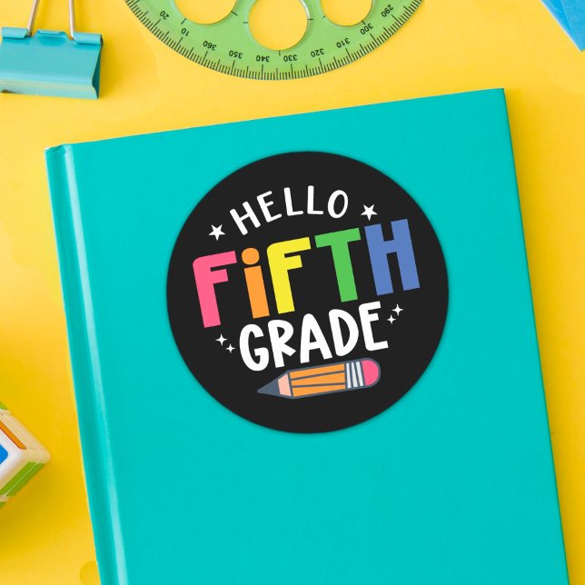 Hello fifth grade back to school classic round sticker (Creator Uploaded)