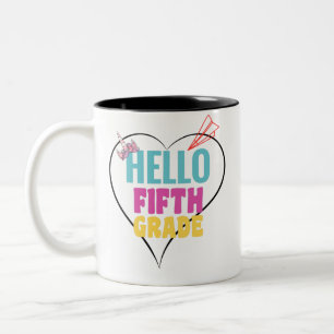 Hello Fifth Grade Cool design for 5th-grade Two-Tone Coffee Mug