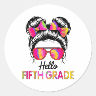 Hello Fifth Grade Girl Team 5th Grade Teacher Back Classic Round Sticker