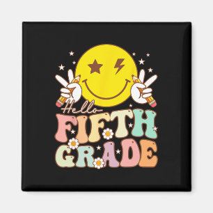 Hello Fifth Grade Hippie Smile Face 5th Grade Back Magnet