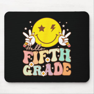 Hello Fifth Grade Hippie Smile Face 5th Grade Back Mouse Mat