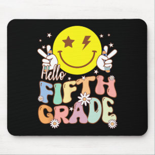 Hello Fifth Grade Hippie Smile Face 5th Grade Back Mouse Mat