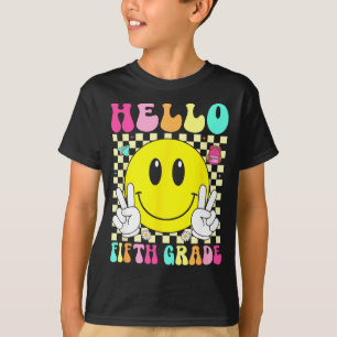 Hello fifth grade retro smile face back to school T-Shirt
