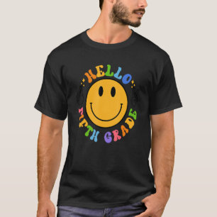 Hello Fifth Grade Retro Smily Face 5th Grade Back T-Shirt