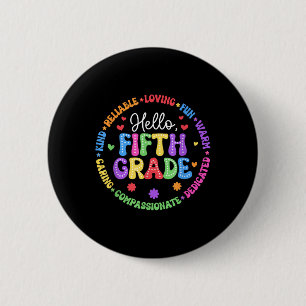 Hello Fifth Grade Team Groovy 5th Grade First Day 6 Cm Round Badge
