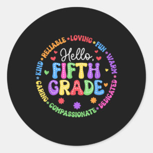 Hello Fifth Grade Team Groovy 5th Grade First Day Classic Round Sticker