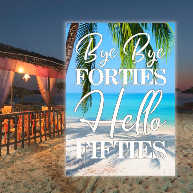  Hello Fifty Beach Scene 50th Birthday Party Invitation (Creator Uploaded)