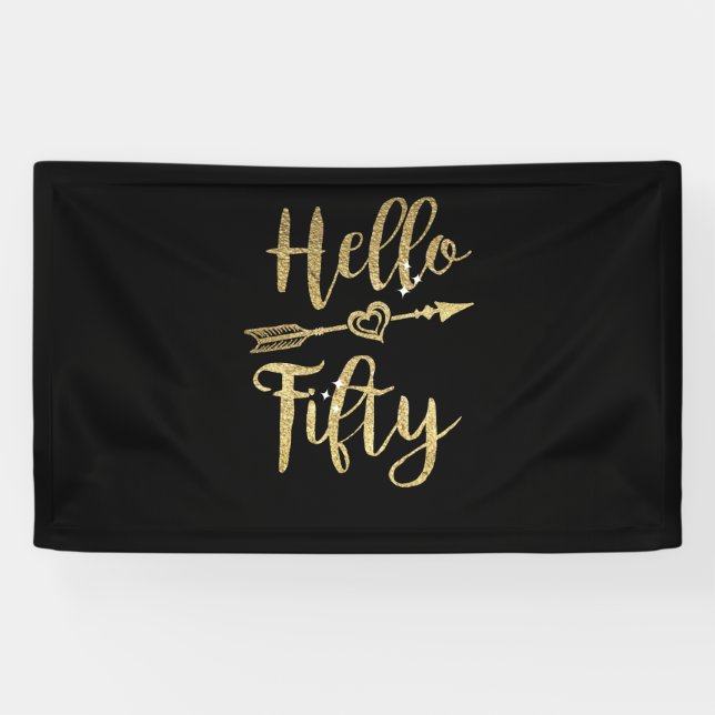 Hello Fifty Birthday 50th Birthday Banner (Horizontal)