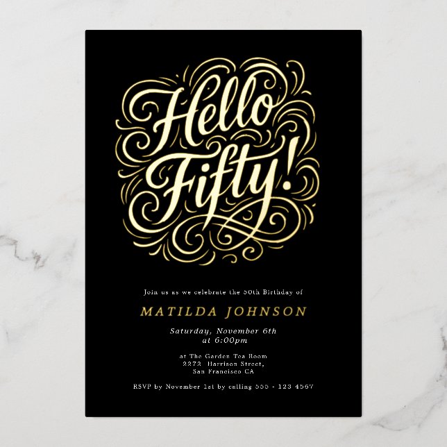 Hello Fifty! Elegant 50th Birthday party (Front)