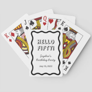 Hello Fifty Handwritten Retro 50th Birthday Party Playing Cards