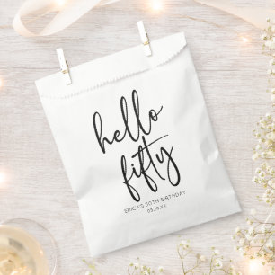 Hello Fifty Minimalist 50th Birthday Party Favour Bags