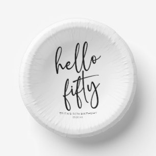 Hello Fifty Minimalist 50th Birthday Party Paper Plate