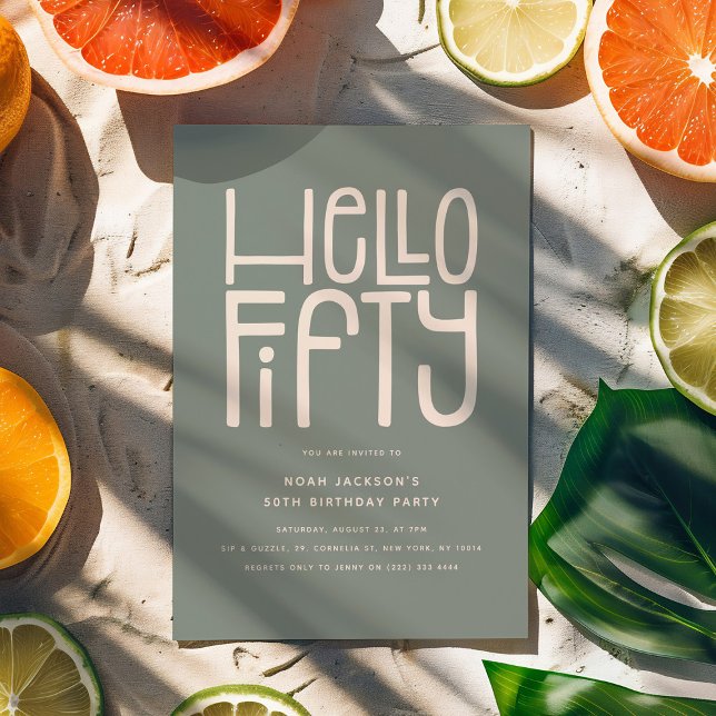 HELLO FIFTY Modern 50th Birthday Invitation (Creator Uploaded)