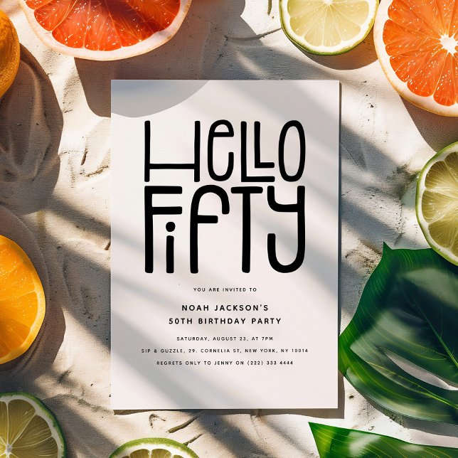 HELLO FIFTY Modern 50th Birthday Invitation (Creator Uploaded)