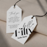 Hello fifty modern minimal elegant 50th birthday gift tags<br><div class="desc">Hello fifty modern minimal typography simple black and white 50th birthday party decor favour thank you gift tag. Part of a contemporary collection.</div>