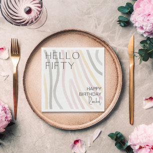 Hello Fifty Simple 50th Birthday Paper Napkin