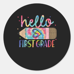 Hello First 1st Grade Back To School Teachers Kids Classic Round Sticker