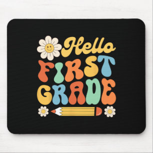 Hello First 1st Grade Back To School Teachers Kids Mouse Mat