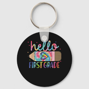 Hello First 1st Grade Byck To School Teachers Kids Key Ring