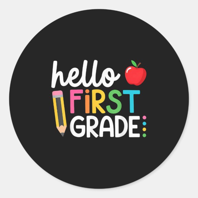 Hello First Day Of 5th Grade Student Back To Schoo Classic Round Sticker (Front)