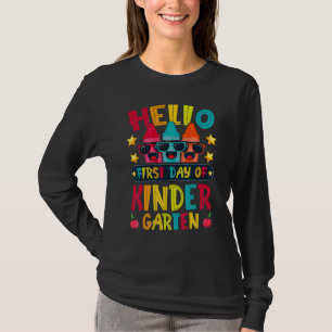 Hello First Day Of Kindergarten Crayon Back To Sch T-Shirt