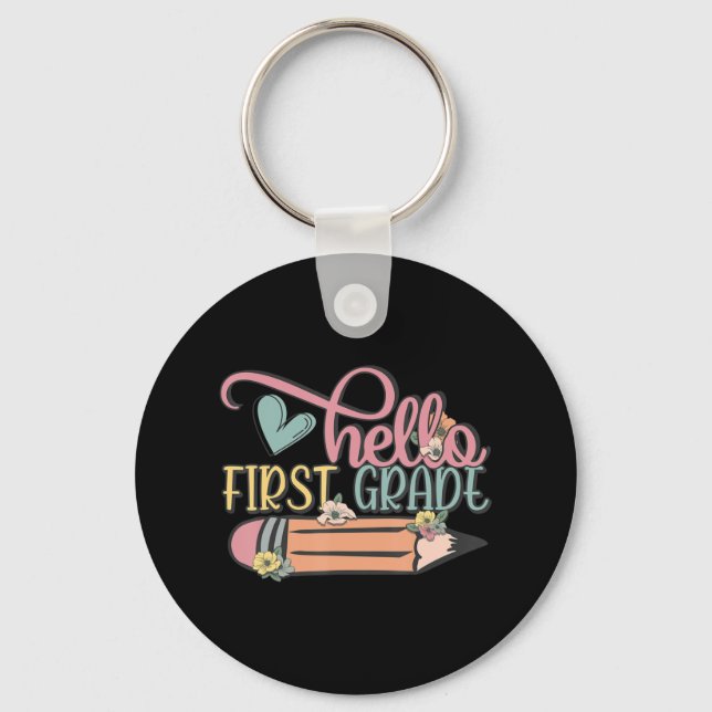 Hello First Grade  1st Grade Back To School Boys G Key Ring (Front)