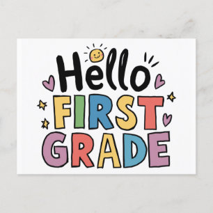 Hello First Grade - 1st Grade Back to School Kids  Postcard