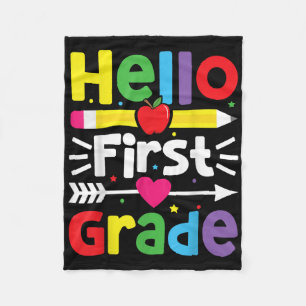 Hello First Grade 1st Grade Back To School Teacher Fleece Blanket