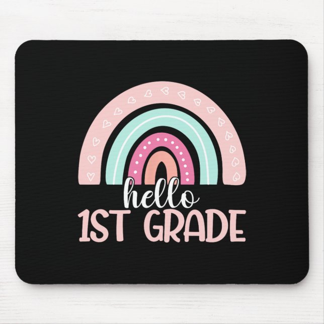 Hello First Grade Back To School 1st Grade Teacher Mouse Mat (Front)
