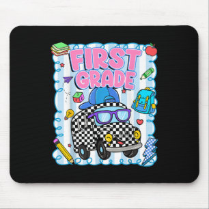 Hello First Grade Bus School Teacher Student Back Mouse Mat