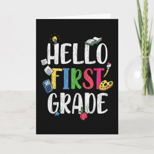 Hello First Grade Classroom Back School Kids Gift Card