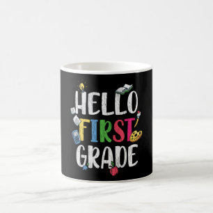 Hello First Grade Classroom Back School Kids Gift Coffee Mug
