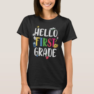Hello First Grade Classroom Back School Kids Gift T-Shirt