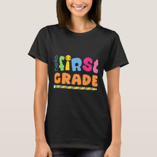 Hello First Grade Cute Colourful Team 1st Grade Te T-Shirt