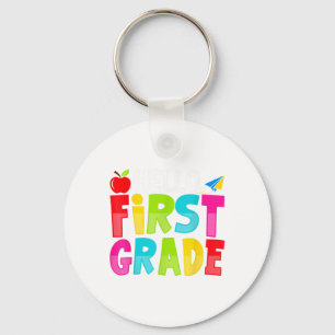 Hello First Grade Funny Back To School 1st Graders Key Ring