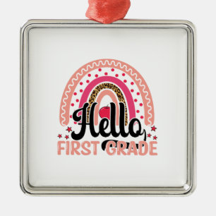 Hello First Grade Metal Tree Decoration