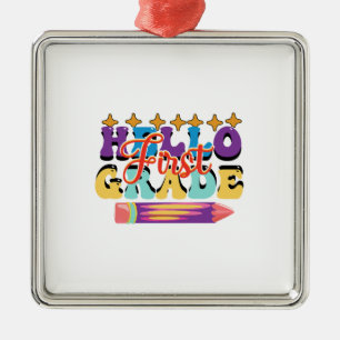 Hello First Grade Metal Tree Decoration